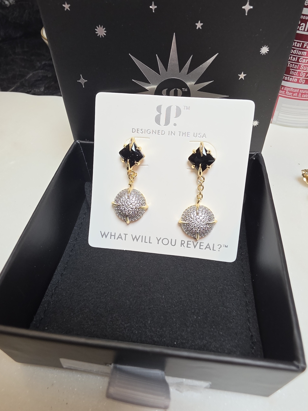 BP Obsidia Supernova Drip Gold Earrings